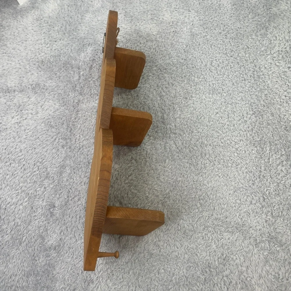 Vintage Triple Heart Wall Shelf Brown Rustic‎ Wood Country Farmhouse Cottagecore
